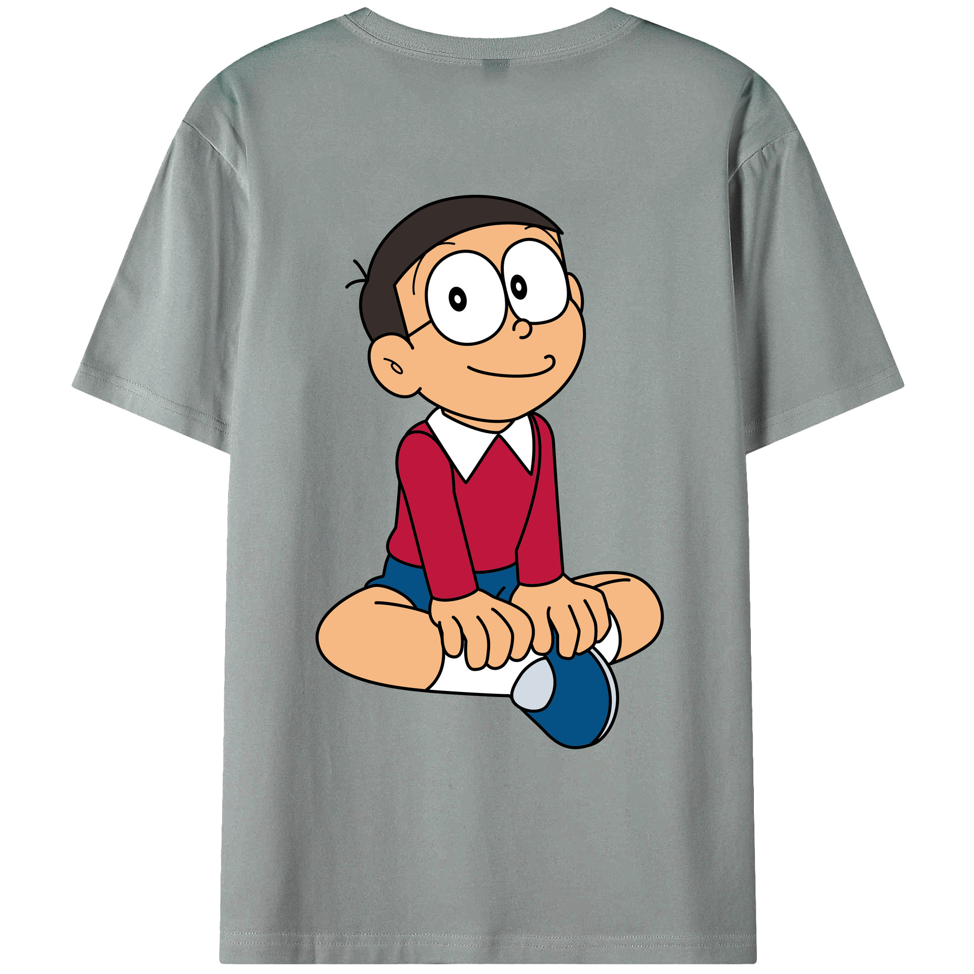 （画像用） ドラえもん 野比 のび太 Doraemon Nobita Nobi 綿100％ メンズ半袖Tシャツ（バックプリント） 通気性